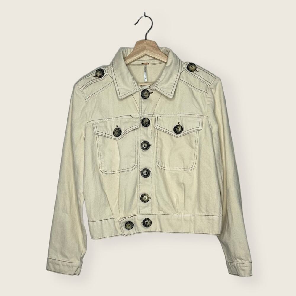 EUC | Free People | Button Denim Jacket | Cream | Size XS - Picture 12 of 14
